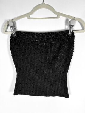 NWT Vintage Caché Gold Label Beaded Knit Strapless Tube Top Metallic - Deadstock